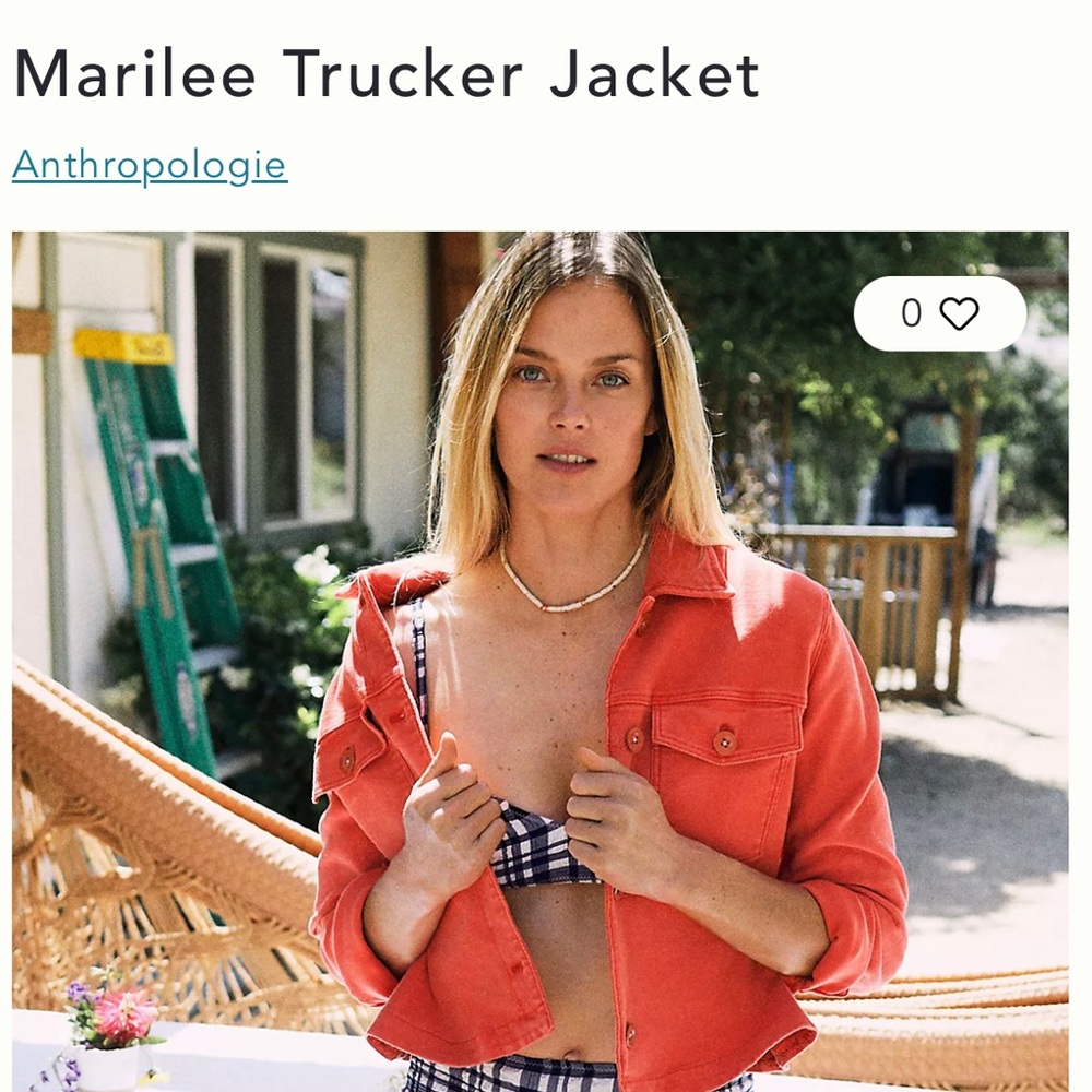 Anthropologie Marilee Trucker Jacket NWT- size xl in Red one distressed spot